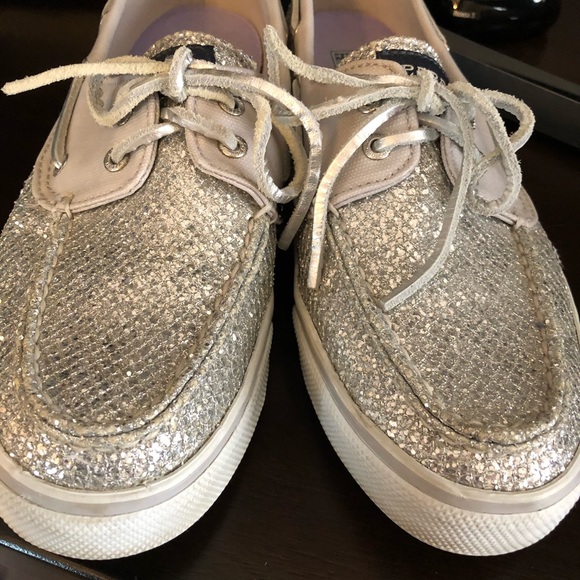 Sparkly Silver Sperry Boat shoes - Picture 5 of 5